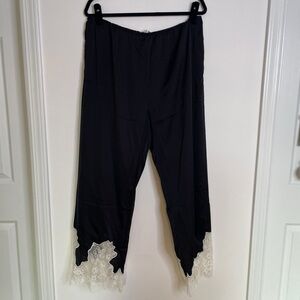 Mango Black Elastic Waist Pants w/ Lace